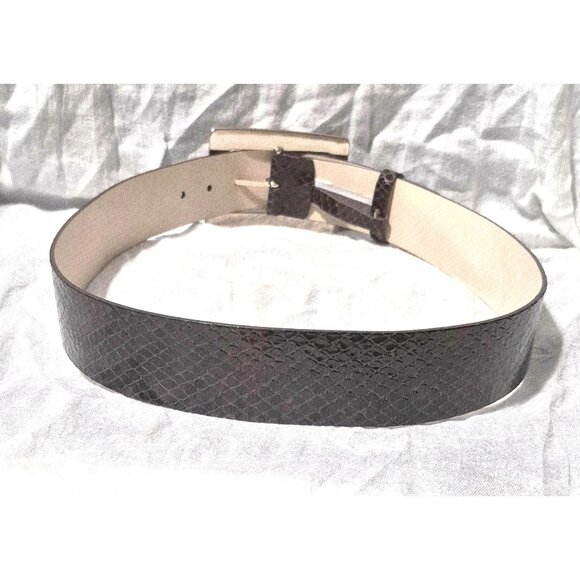Banana Republic Dark Brown Genuine Leather Reptile Print Wide Belt Size M EUC - Picture 2 of 6